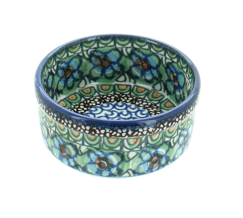 Blue Rose Polish Pottery Barnyard Rooster Small Ramekin