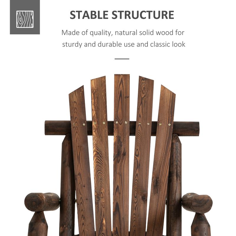 Carbonized Porch Rocker: Wooden Adirondack Chair with Rustic Log Design