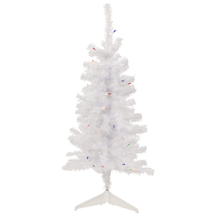 3' Pre-Lit Woodbury White Pine Slim Artificial Christmas Tree  Multi Lights