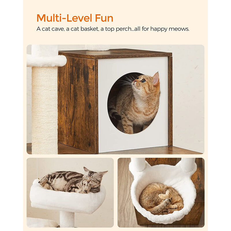 Cat Tree with Litter Box Enclosure and Multi-Level Perches