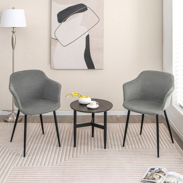Set of 2 Upholstered Dining Chair with Ergonomic Backrest Design