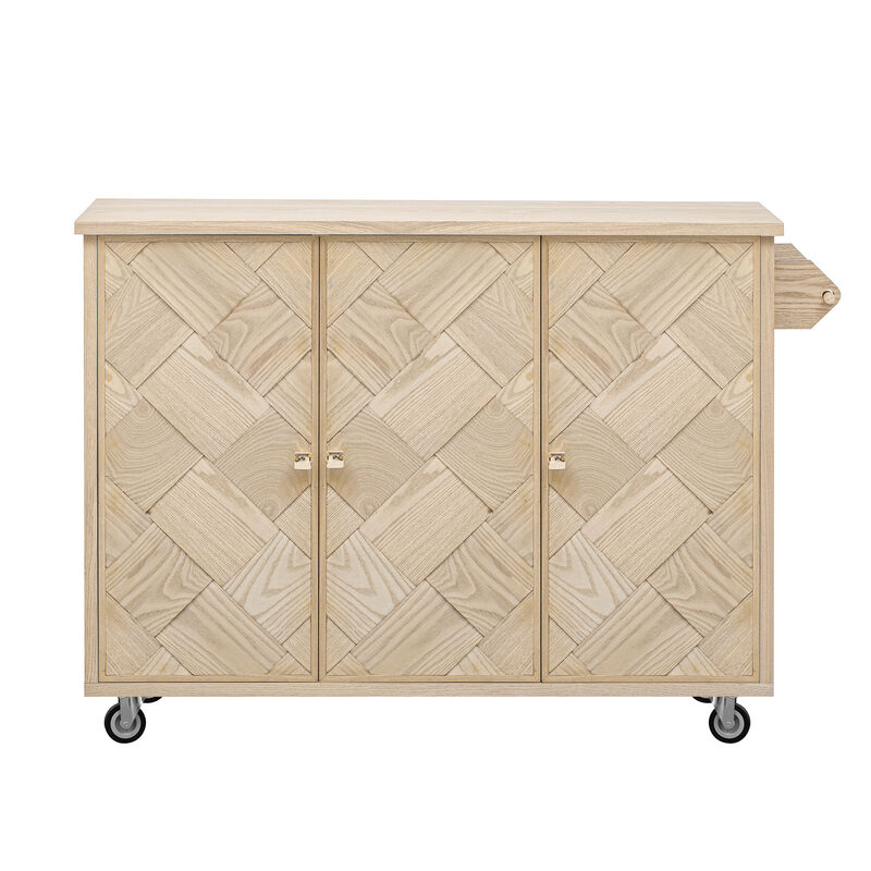 Merax Coastal Kitchen Island on Wheels with Internal Storage Rack