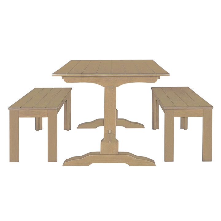 Merax 3-Piece Retro Dining Set with Benches