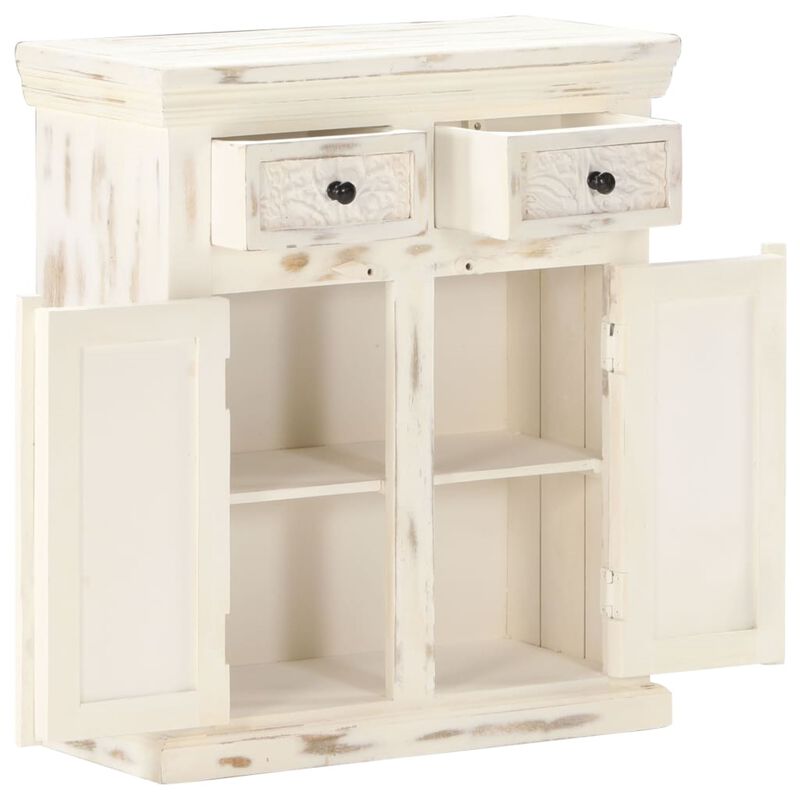 vidaXL Sideboard White 25.6"x11.8"x29.5" Solid Mango Wood