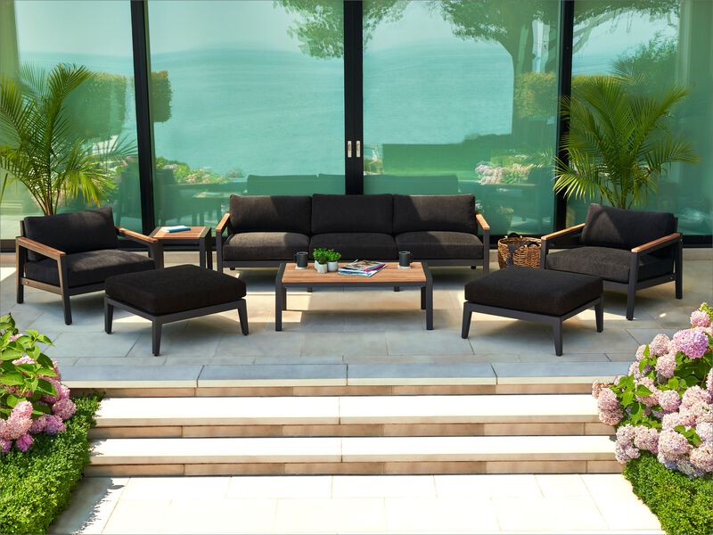 Rhodes Outdoor Chat Chair with Ottoman