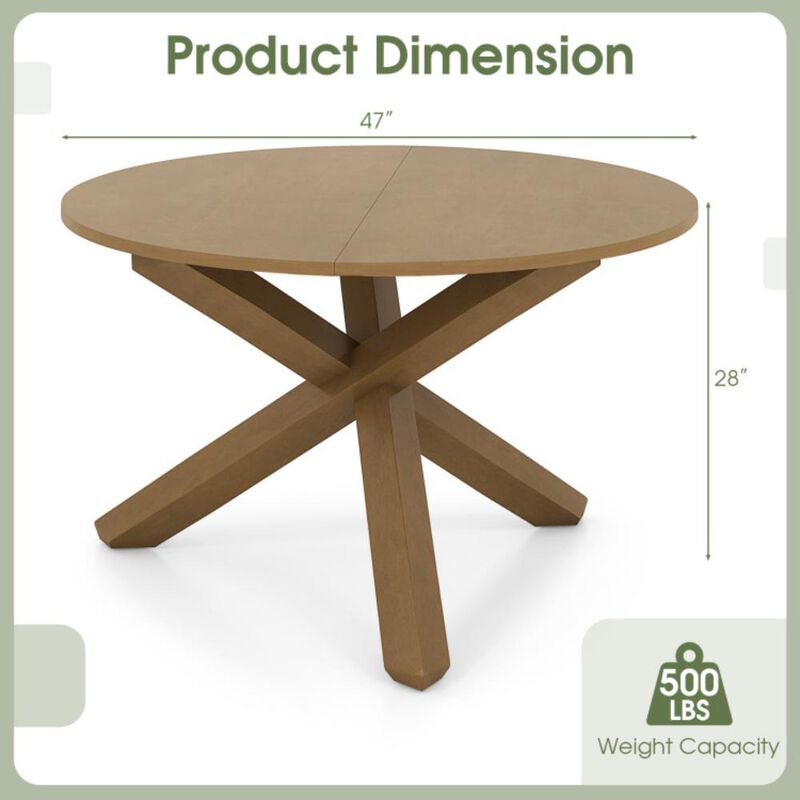 Hivvago 47 Inches Round Dining Table with Solid Acacia Wood Legs for 4-6 Person