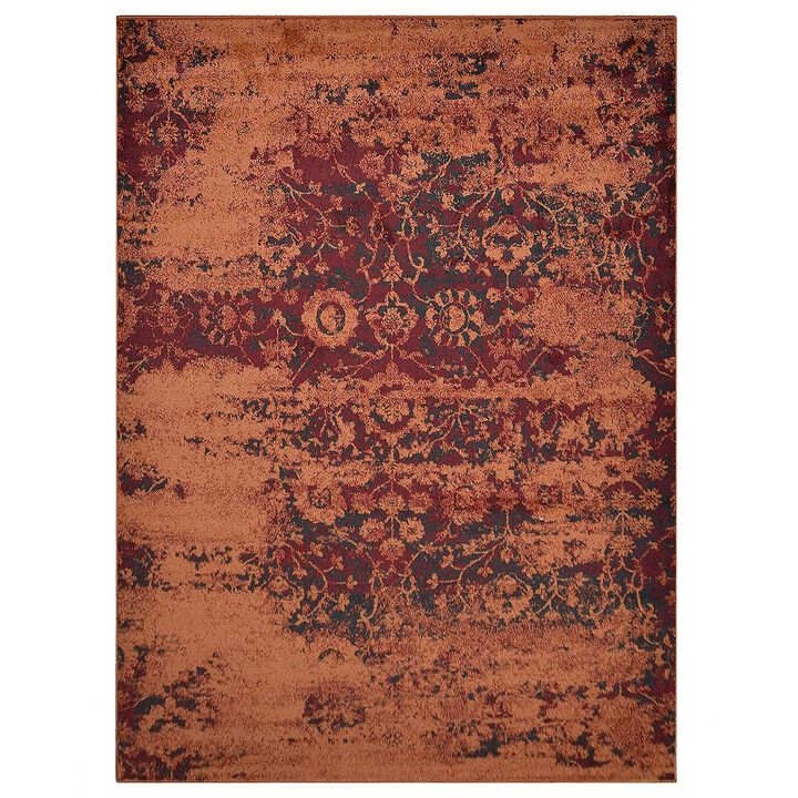 RUGSOTIC CARPETS MACHINE MADE HEATSET POLYPROPYLENE AREA RUGS  - 6'7''x9', Rectangle Shape, Orange Color, Contemporary Modern Design, Midium Pile Machine Made Area Rugs (M00034)