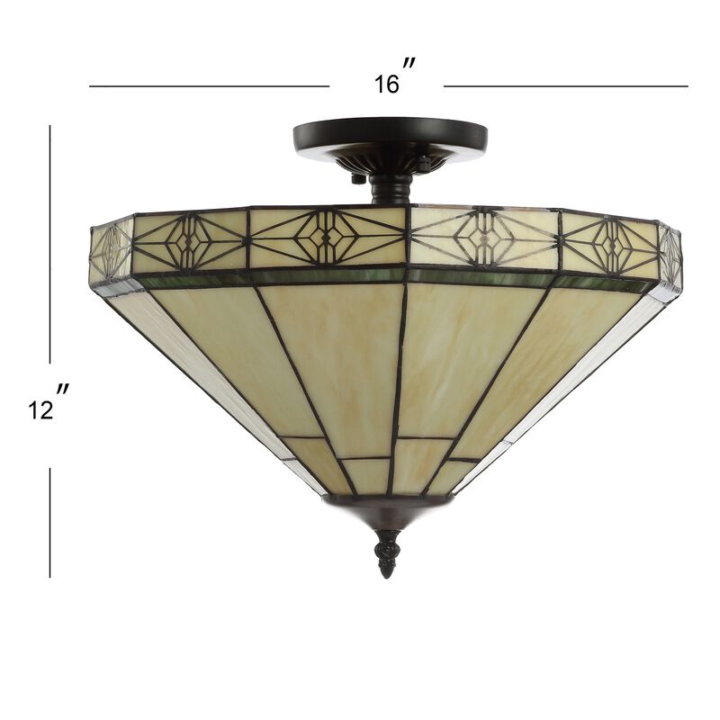 Jasmine Tiffany-Style Glass/Metal LED Semi-Flush Mount