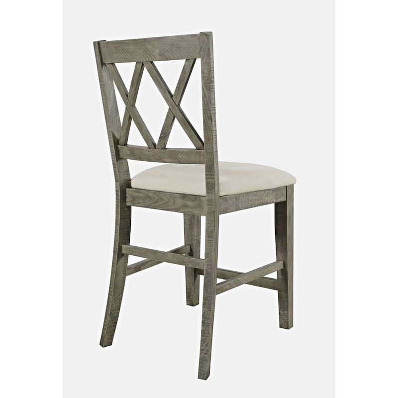 Jofran Telluride Rustic Farmhouse Solid Wood Upholstered Counter Stool (Set of 2)