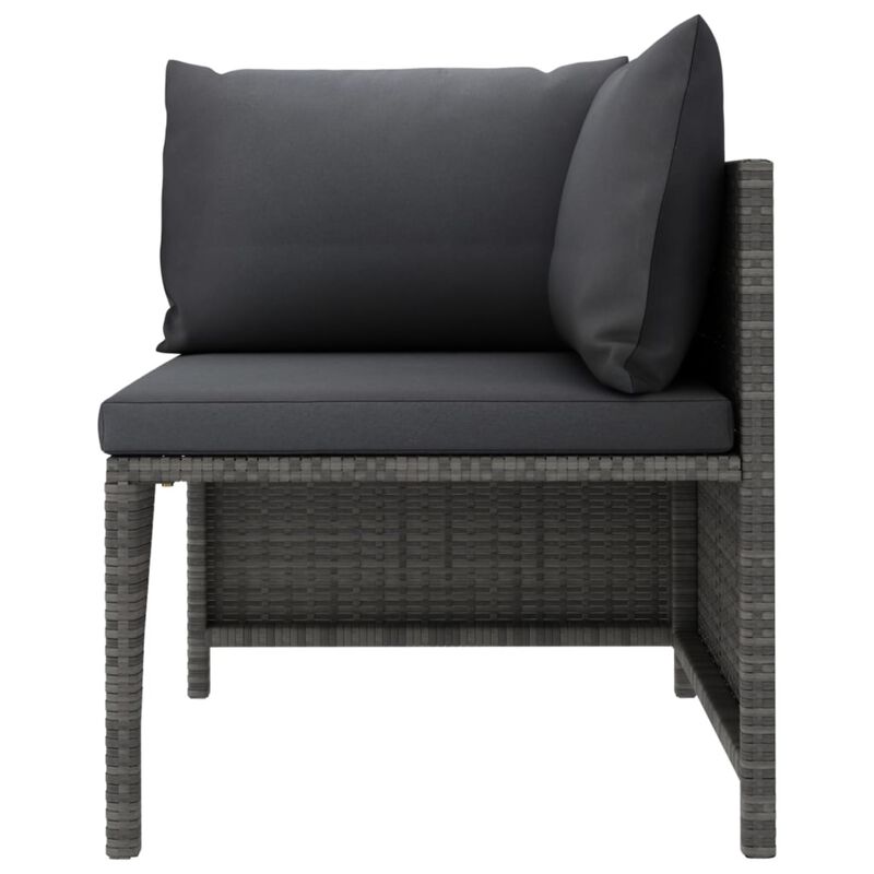 vidaXL 2-Seater Patio Sofa with Cushions Gray Poly Rattan
