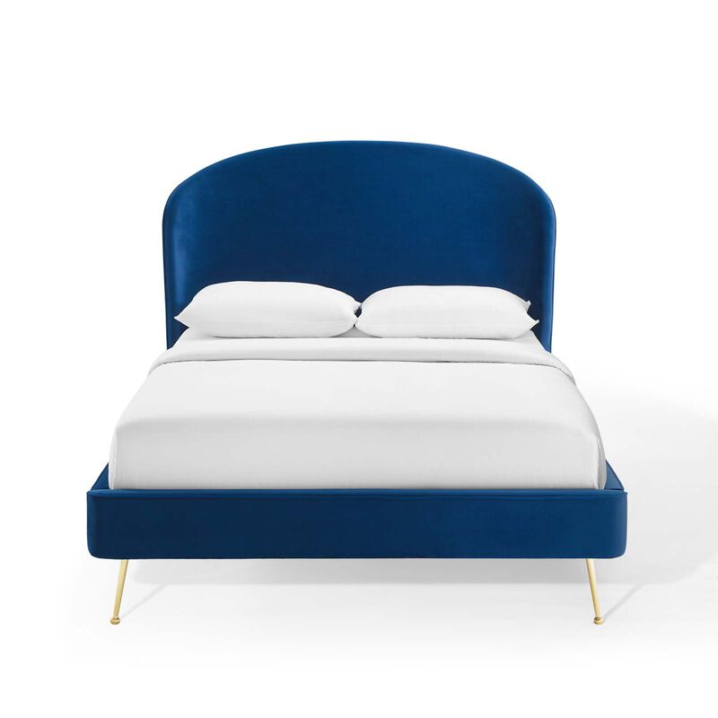 Modway - Mira Upholstered Performance Velvet Queen Platform Bed Navy