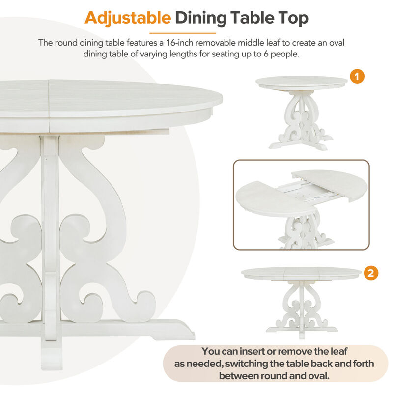 Retro 5-Piece Dining Set with Extendable Table
