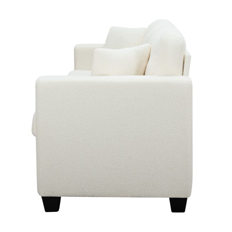 86.6 in. W Square Arm Teddy Velvet Modern Straight Sofa