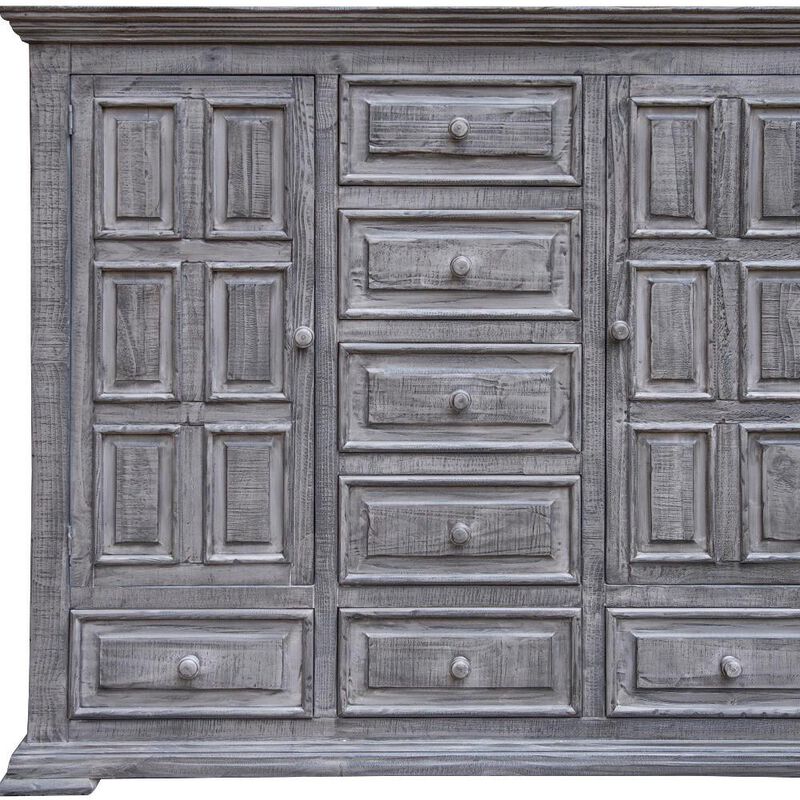 HomeRoots 64 Gray Solid Wood Seven Drawer Gentlemans Chest