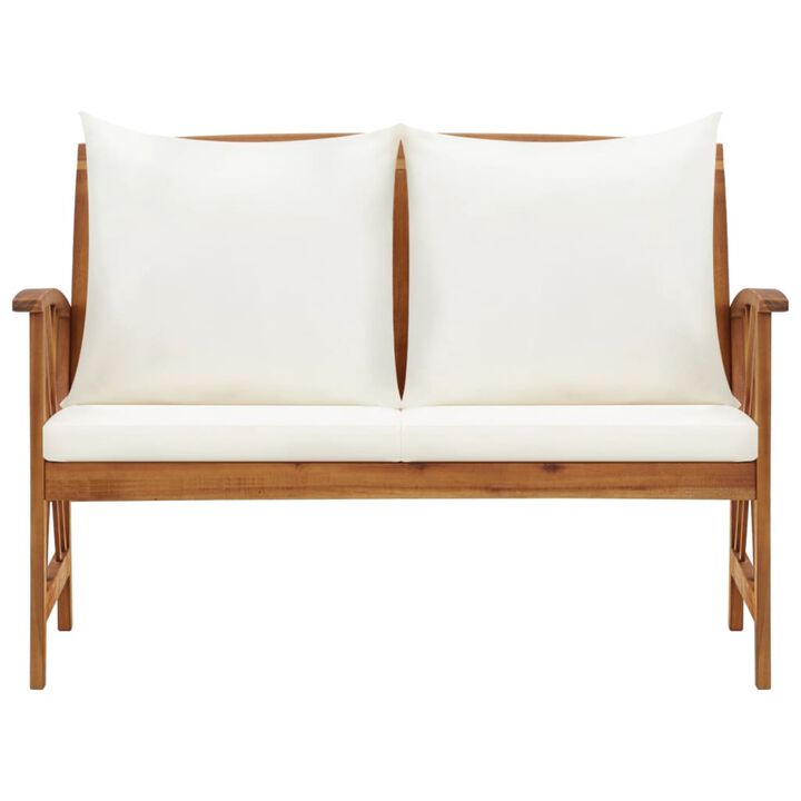 vidaXL Garden Bench with Cushions 46.9" Solid Acacia Wood