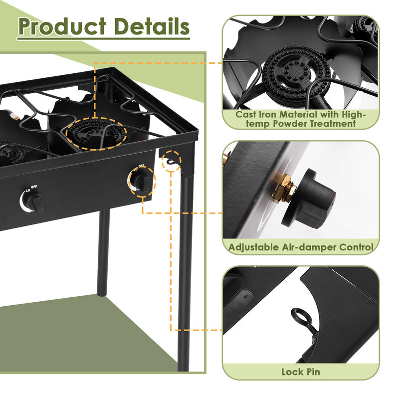 225 000-BTU Portable Propane 3 Burner Gas Cooker