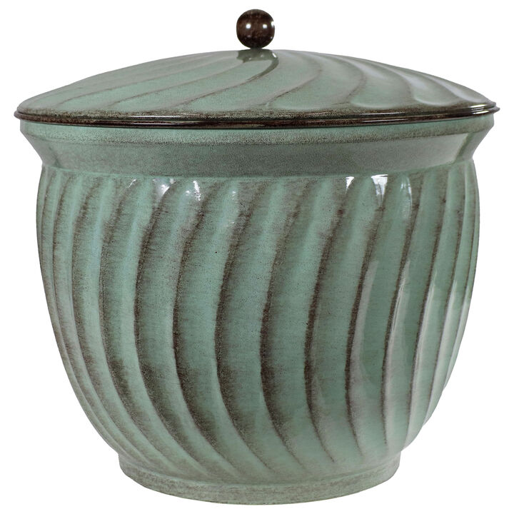 Sunnydaze Decorative Metal Garden Hose Holder - Sage Glaze