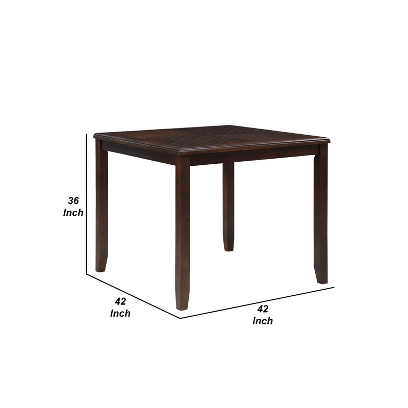 Gary 42 Inch 5 Piece Counter Table Set, Cherry Brown - Benzara