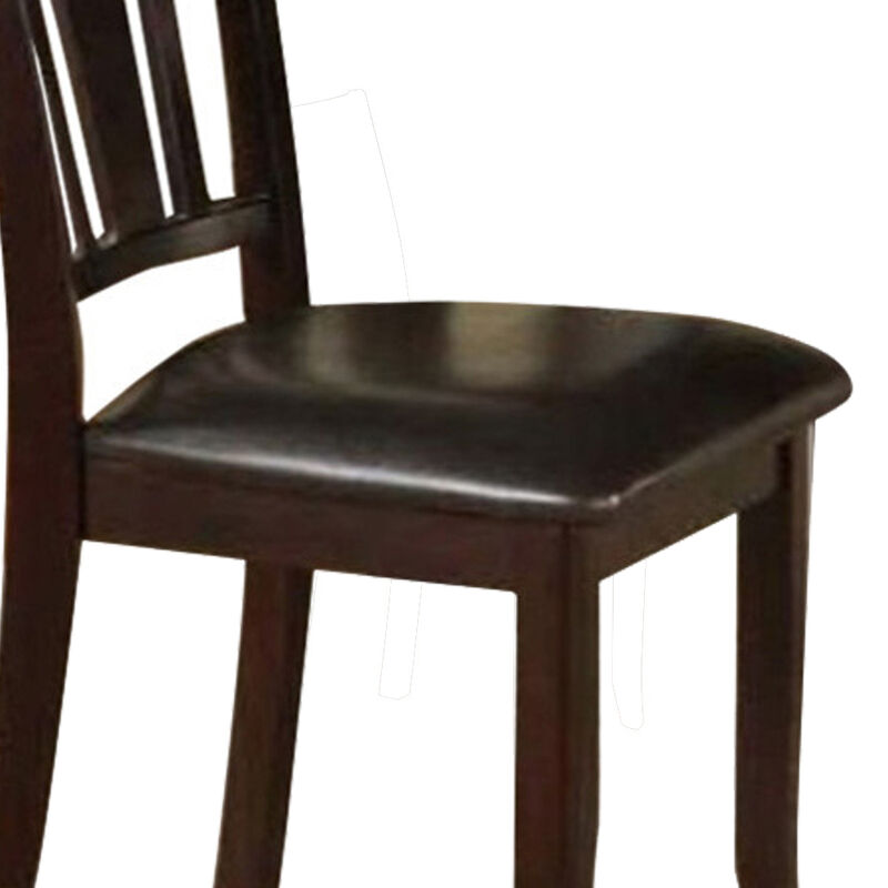 Contemporary Rubber Wood Dining Chair With Upholstered Seat, Set Of 2,Brown-Benzara