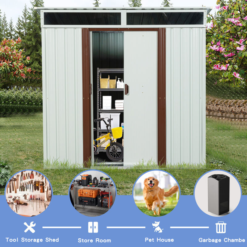 6FT X 5FT Outdoor Metal Storage Shed With Window White