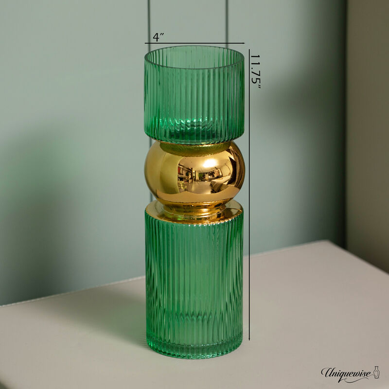 12-Inch Decorative Green Tall Glass Vase