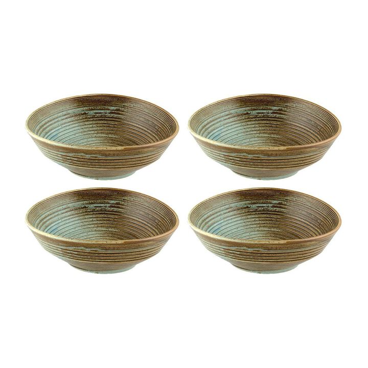 Coral dia.7.5" h:2.5" 24 oz. Round Decorated Porcelain Bowl (Set of 4)