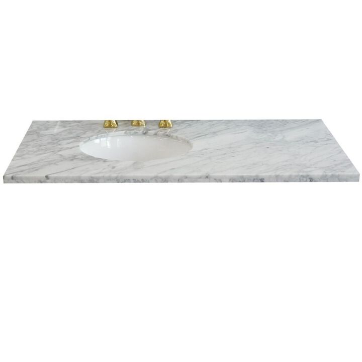 BELLATERRA HOME LLC 43 White Carrara countertop and Single Oval left sink