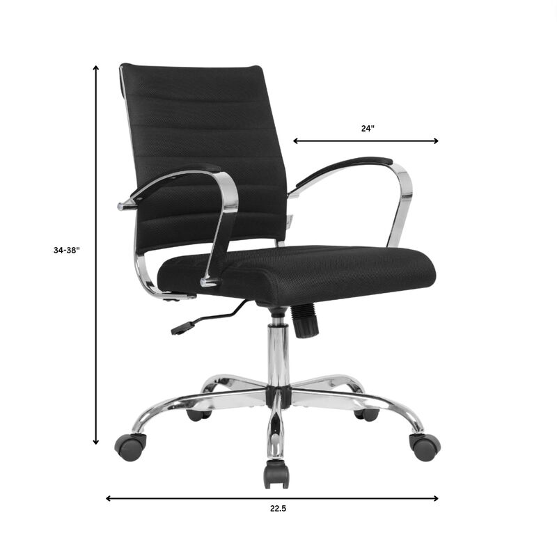 LeisureMod Office Upholstered Mesh Mid-Back Computer Ergonomic Adjustable Modern Task Chair with Swivel and Tilt Benmar Series