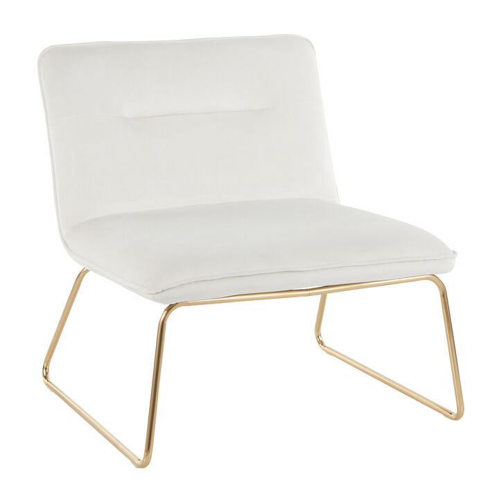 Casper Contemporary Accent Chair In Gold Metal And Cream Velvet