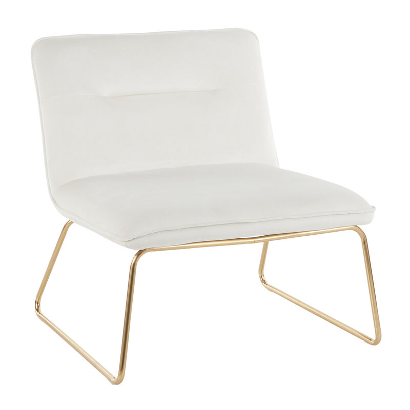 Casper Contemporary Accent Chair In Gold Metal And Cream Velvet