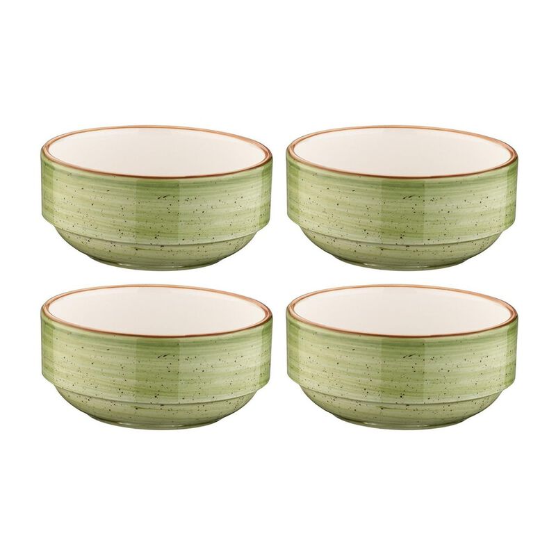 Therapy dia.5.5" h:2.5" 17 oz. Round Green Porcelain Bowl (Set of 4)