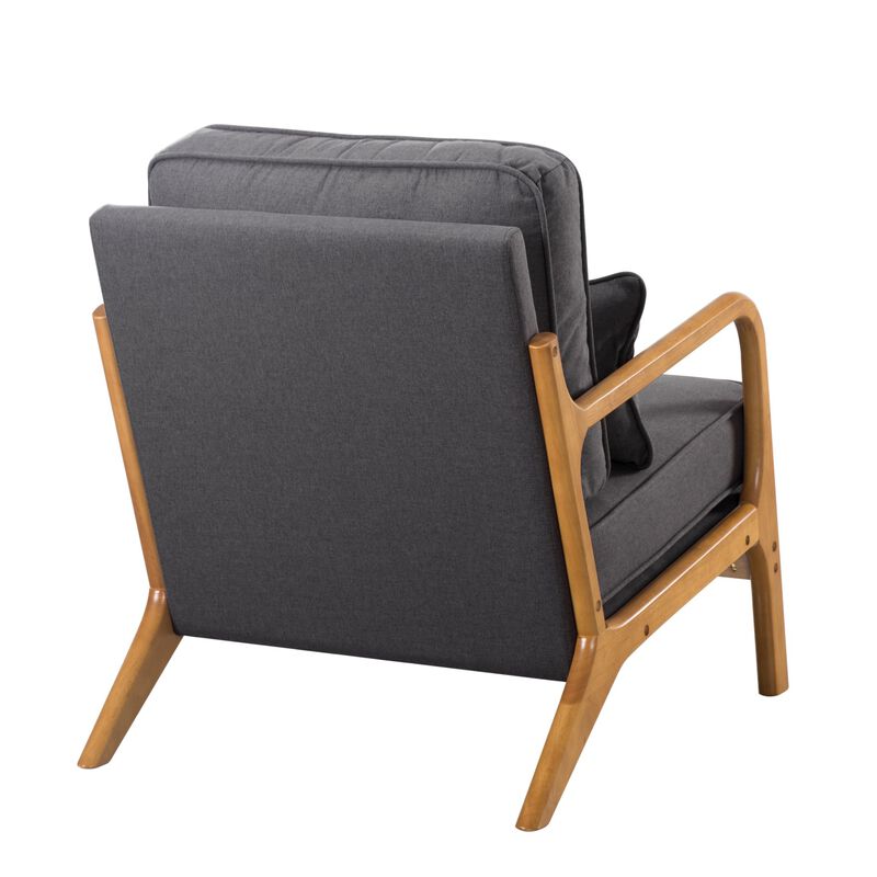 Linen Blend Arm Chair with Solid Wood Leg