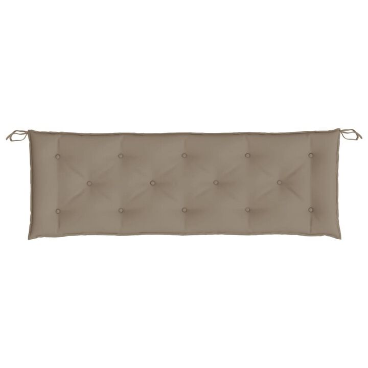 Claire Outdoor Cushion for Bench, Tufted Taupe Oxford Fabric, 59 Inch - Benzara
