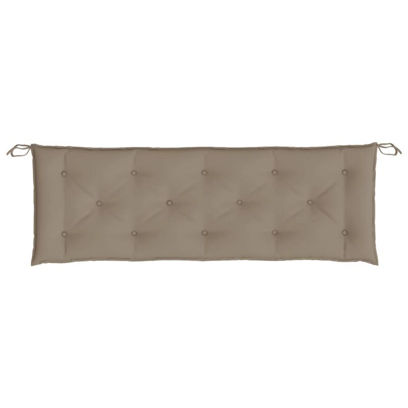 Claire Outdoor Cushion for Bench, Tufted Taupe Oxford Fabric, 59 Inch - Benzara