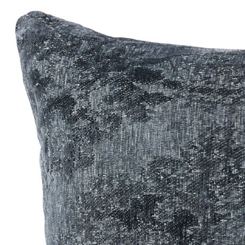 Piper 22 Inch Square Accent Throw Pillow, Handcrafted Blue Jacquard Fabric-Benzara