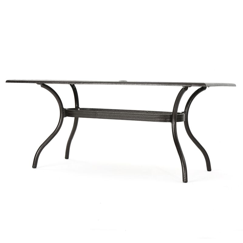 Toni Outdoor Table, 67 Inch Rectangular Top, Lattice Bronze Aluminium