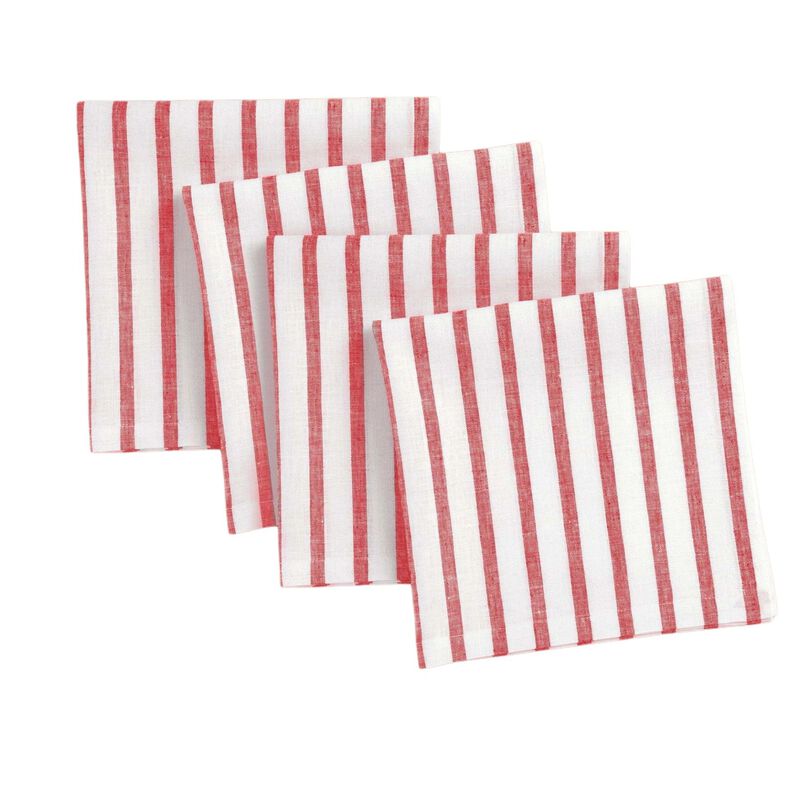 Solino Home 100% Pure Linen Dinner Napkins 20 x 20 Inch Set of 4 | Madison Stripe