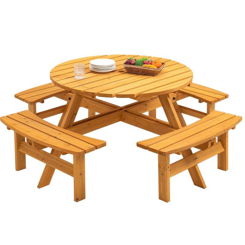 8-Person Picnic Table Large Outdoor Dining Table for Patio, Backyard & Garden