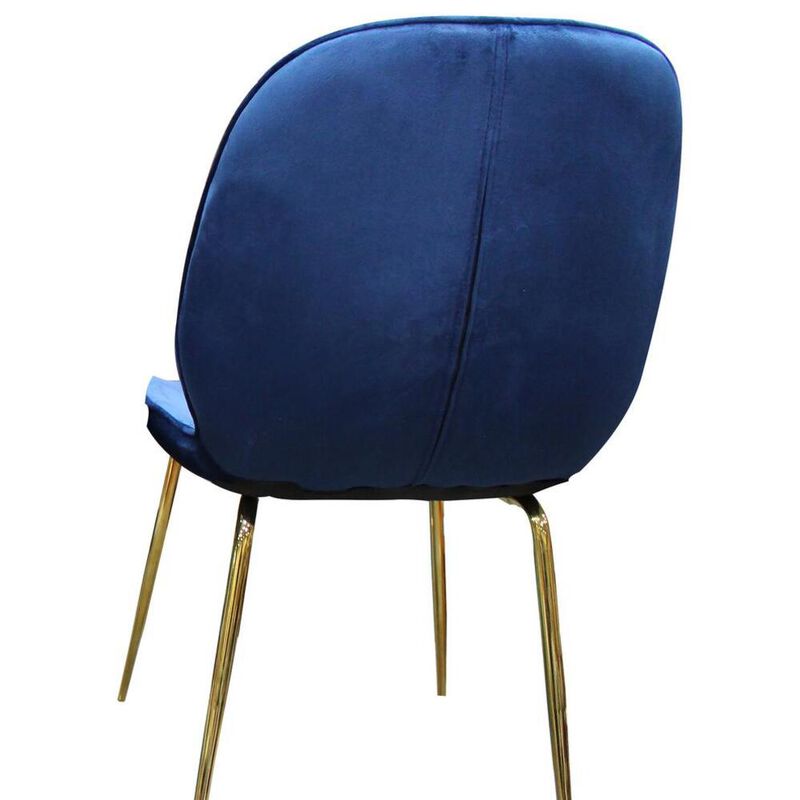 Best Master Furniture Best Master Mid-Century Velvet Upholstered Dining Side Chair in Blue (Set of 2)