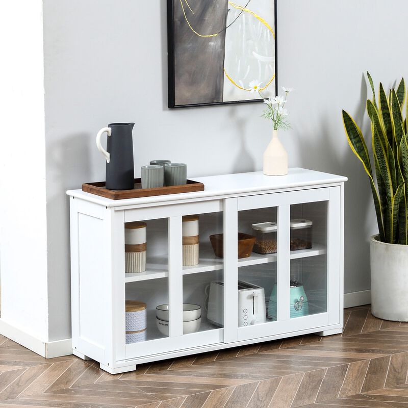 White Kitchen Organizer: Stackable Sideboard with Glass Door
