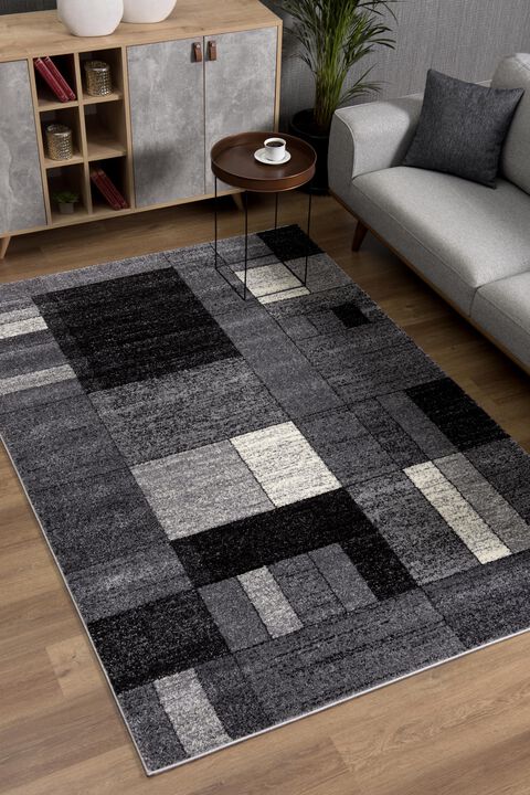 Nova Contemporary Geometric Grey Black Indoor Area Rug