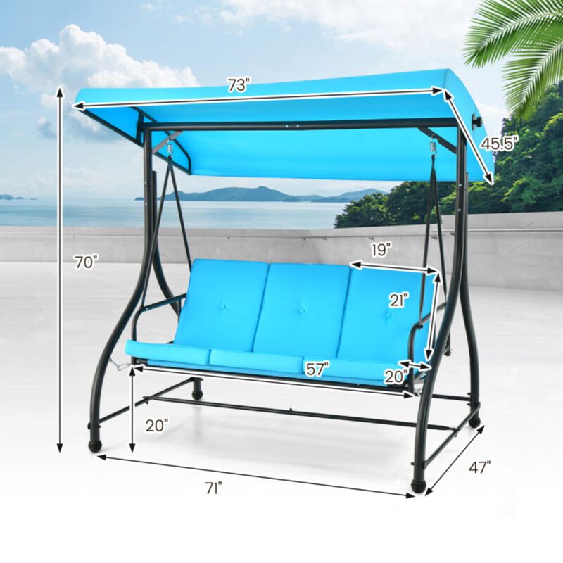 Hivvago 3 Seat Outdoor Porch Swing with Adjustable Canopy
