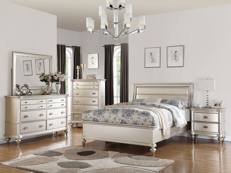 Streamdale Wood Nightstand With 2 Drawer In Silver