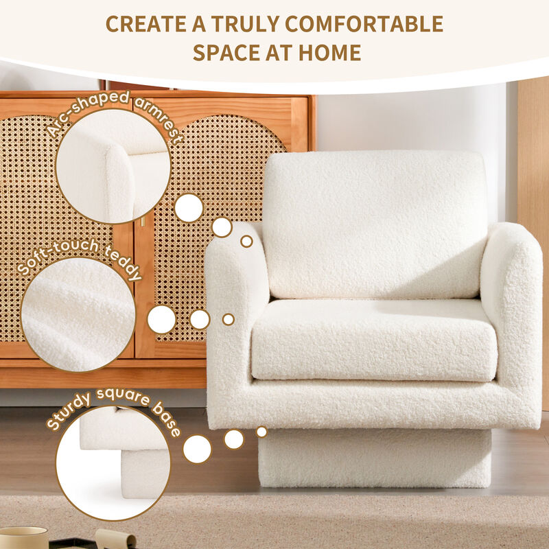 Merax 360 Degree Modern Teddy Swivel Accent Chair