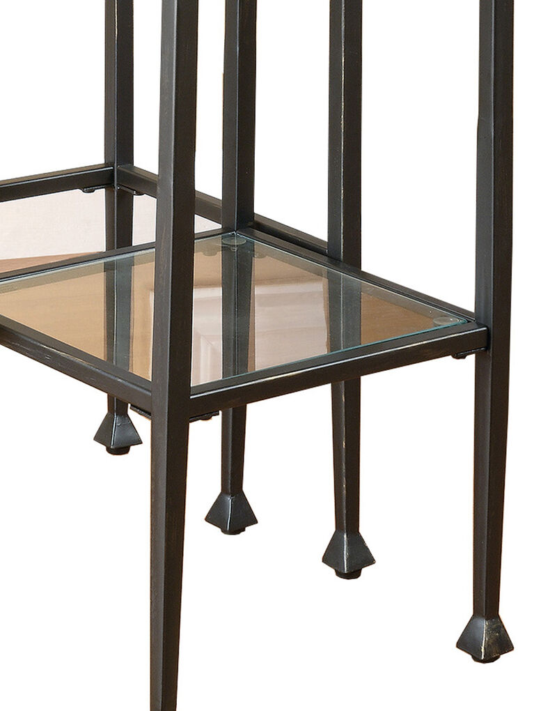 Set Of 2 Metal Nesting Tables With Glass Top, Black-Benzara