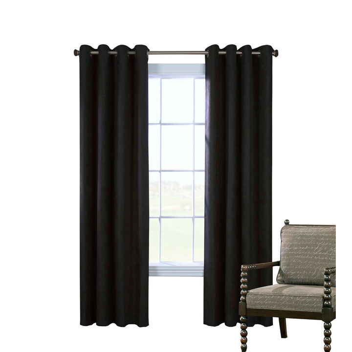Commonwealth Thermaplus Navar Blackout Faux Suede Grommet Top Panel - 54x95" - Black
