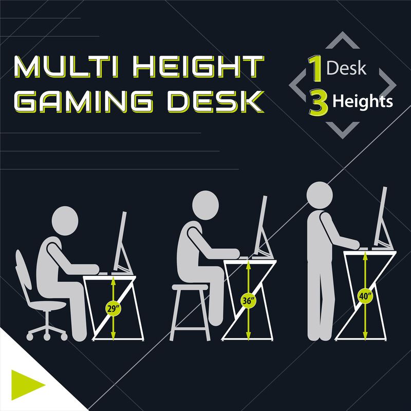 Ntense Genesis Adjustable Gaming Desk, White