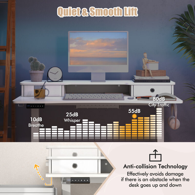 Adjustable Electric Standing Desk with Dual Drawers for Ergonomic Workspaces