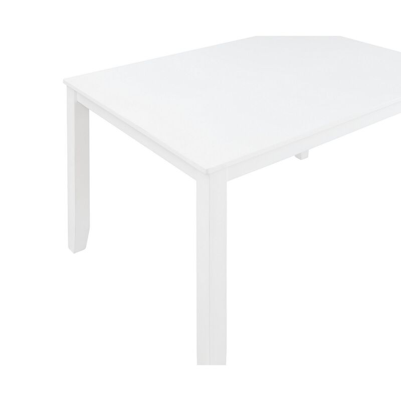 Ava 5pc Dining Table Set, 4 Lattice Back Chairs, White Rubberwood Frame - Benzara