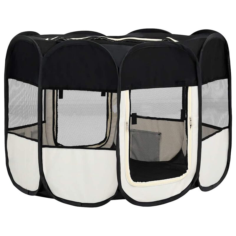 Foldable Dog Playpen with Carrying Bag Blue 35.4"x35.4"x22.8"